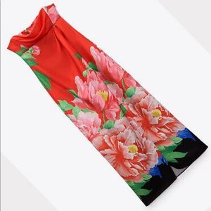 Zara Red Floral Print Maxi Dress